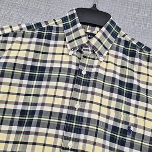 Ralph Lauren Big Shirt Mens Small Multicolor Plaid Short Sleeve Button Down